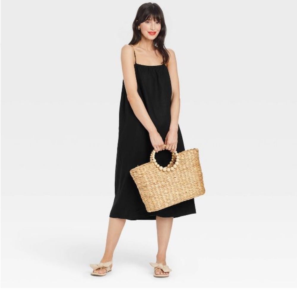 Women's size LARGE Easy Linen Tank Dress - A New Day Black